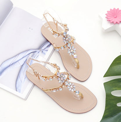 Womens Shiny Rhinestones Vegan Leather Sandals