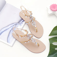 Load image into Gallery viewer, Womens Shiny Rhinestones Vegan Leather Sandals
