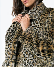 Load image into Gallery viewer, Womens Faux Fur Leopard Long Coat with Pockets
