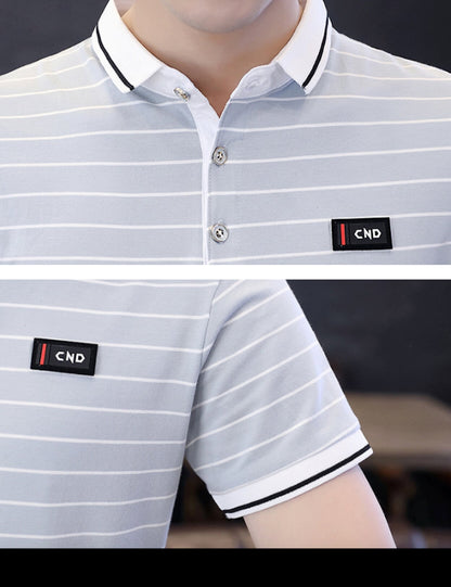 Mens Striped Polo Shirt with Logo