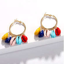 Load image into Gallery viewer, Colorful Seashell Hoop Earrings
