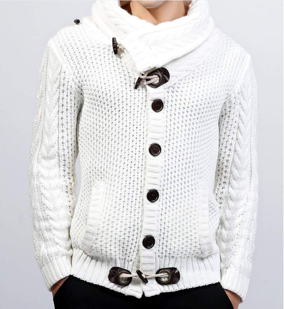 mens shawl collar button cardigan