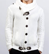 Load image into Gallery viewer, Mens Shawl Collar Horn Button Cardigan
