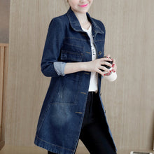 Load image into Gallery viewer, Womens Mid Length Denim Jacket

