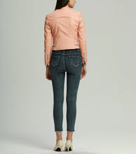 Load image into Gallery viewer, Womens Cropped Biker Jacket with Zipper Details
