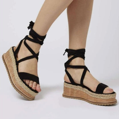 Womens Lace Up Platform Sandals