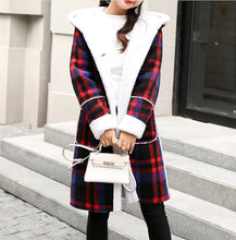 Load image into Gallery viewer, Womens Checkered Coat With Hood
