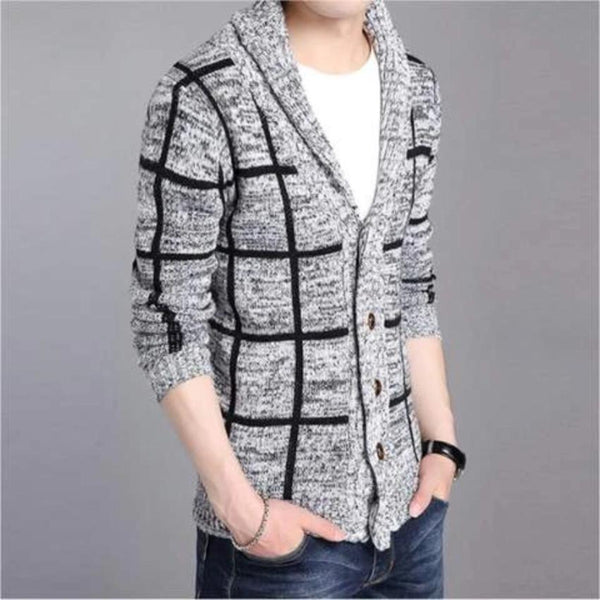 mens shawl collar cardigan black