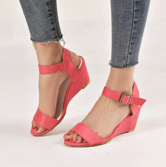 Womens Vegan Leather Wedge Sandals