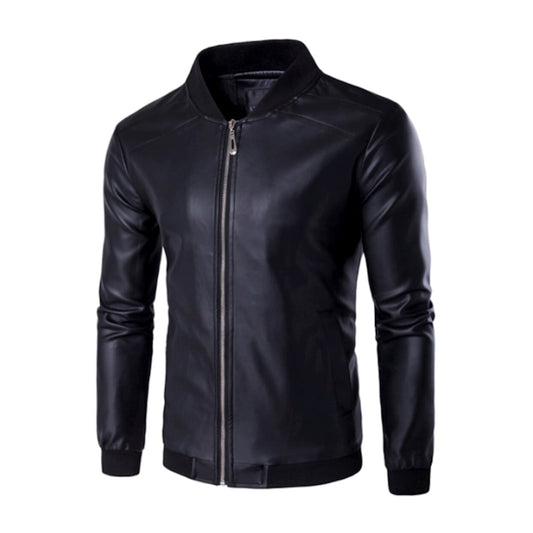 Mens Faux Leather Zipper Jacket