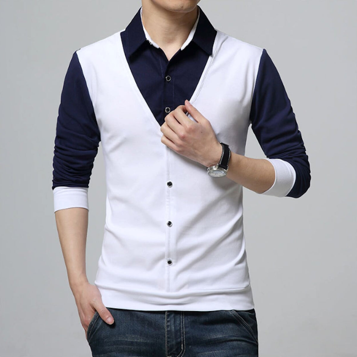 Mens Layered Look Shirt with Vest – Onetify