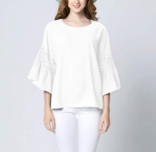 Load image into Gallery viewer, Womens Classic White Ruffle Sleeve Top
