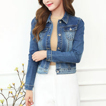 Load image into Gallery viewer, Womens Cropped Denim Jacket
