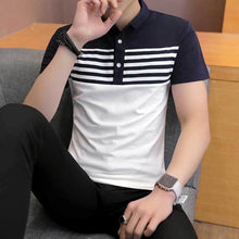 Load image into Gallery viewer, Mens Striped Slim Fit Two Tone Polo Shirt
