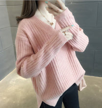 Load image into Gallery viewer, Womens V Neck Rib Knit Sweater
