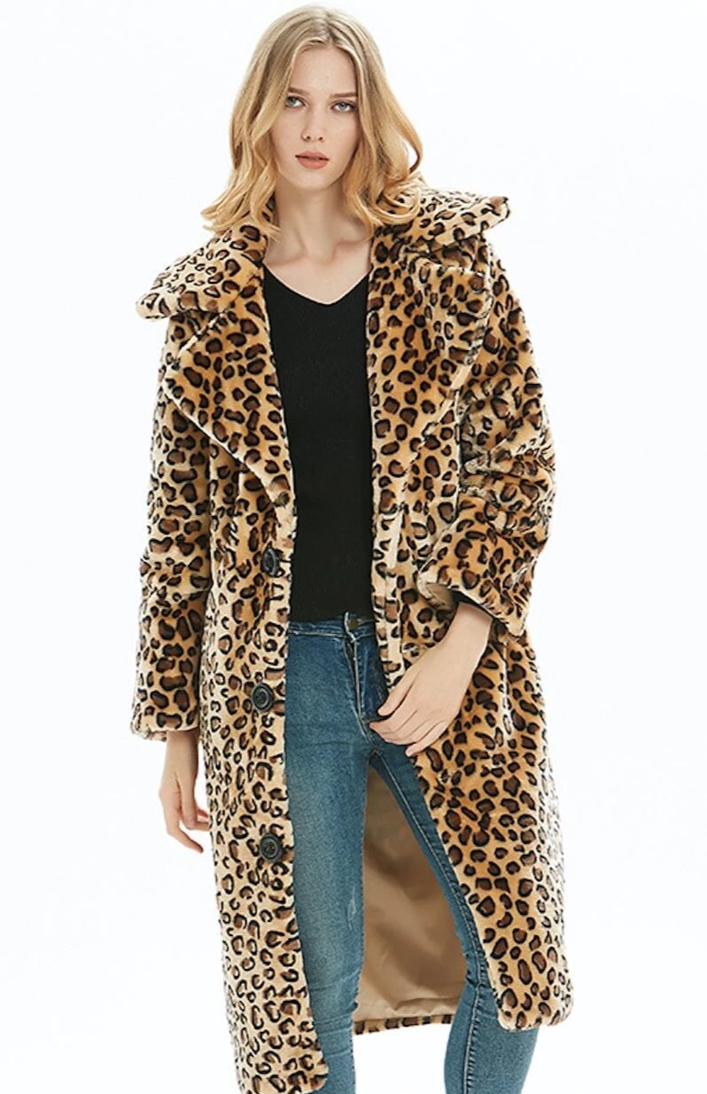 Womens Leopard Print Overcoat