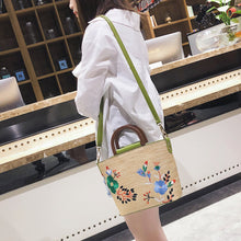 Load image into Gallery viewer, Embroidered Straw Crossbody Bag
