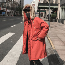 Load image into Gallery viewer, Mens Long Parka Jacket with Faux Fur Hood
