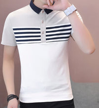Load image into Gallery viewer, Mens Striped Slim Fit Two Tone Polo Shirt
