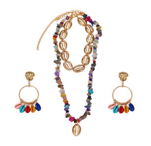 Load image into Gallery viewer, Seashell Layered Necklace and Earrings Set

