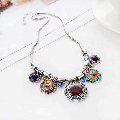 Multicolor Circle Plate Necklace