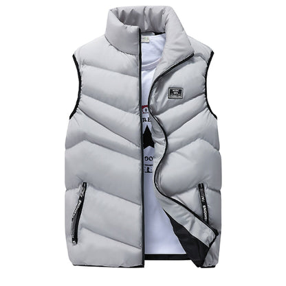 Mens High Collar Puffer Vest in Red