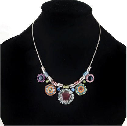Multicolor Circle Plate Necklace