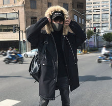 Load image into Gallery viewer, Mens Long Parka Jacket with Faux Fur Hood
