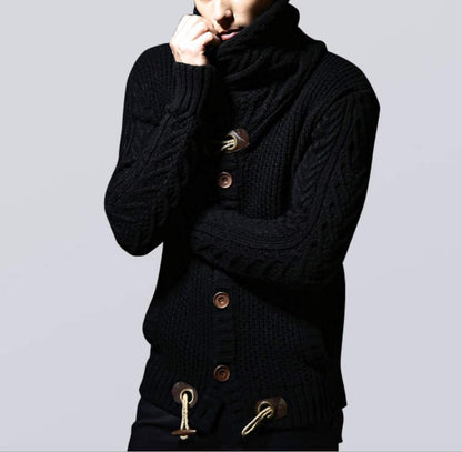 Mens Shawl Collar Horn Button Cardigan