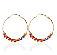 Load image into Gallery viewer, Colorful Beaded Circle Hoop Earrings
