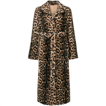 Load image into Gallery viewer, Womens Faux Fur Leopard Coat with Waist Tie
