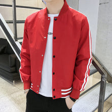Load image into Gallery viewer, Mens Striped Baseball Jacket

