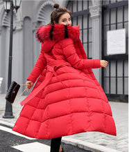 Load image into Gallery viewer, Womens Hooded Long Coat with Removable Faux Fur Collar
