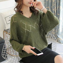 Load image into Gallery viewer, Womens Batwing V Neck Knit Top

