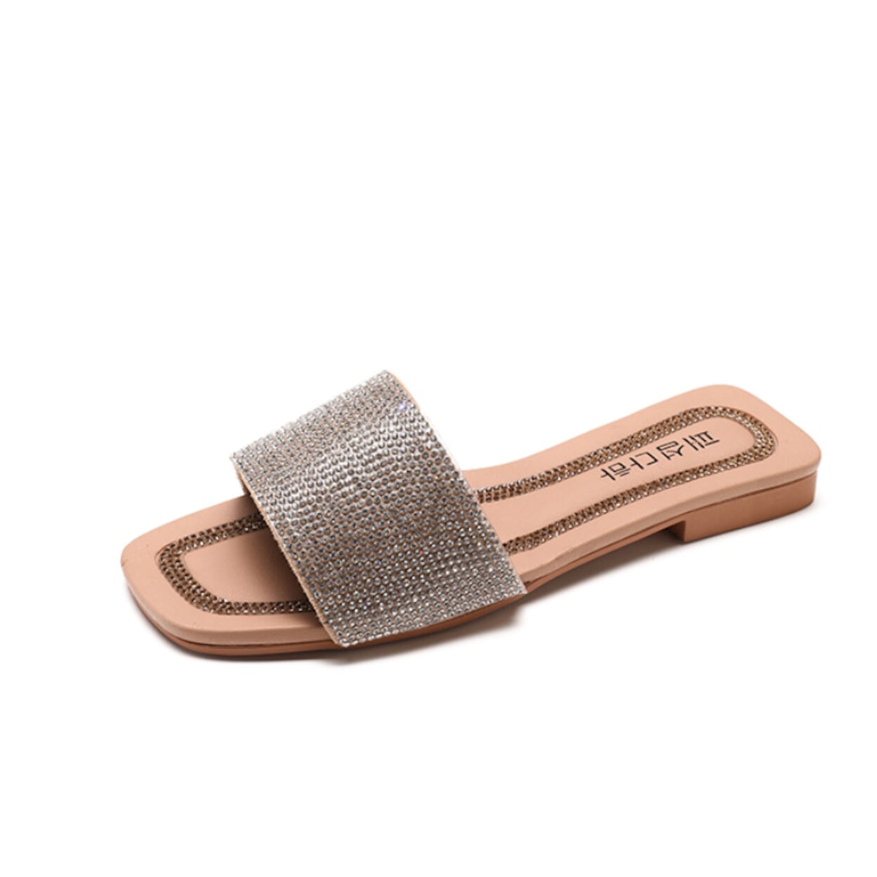 Womens Rhinestone Slider Sandals